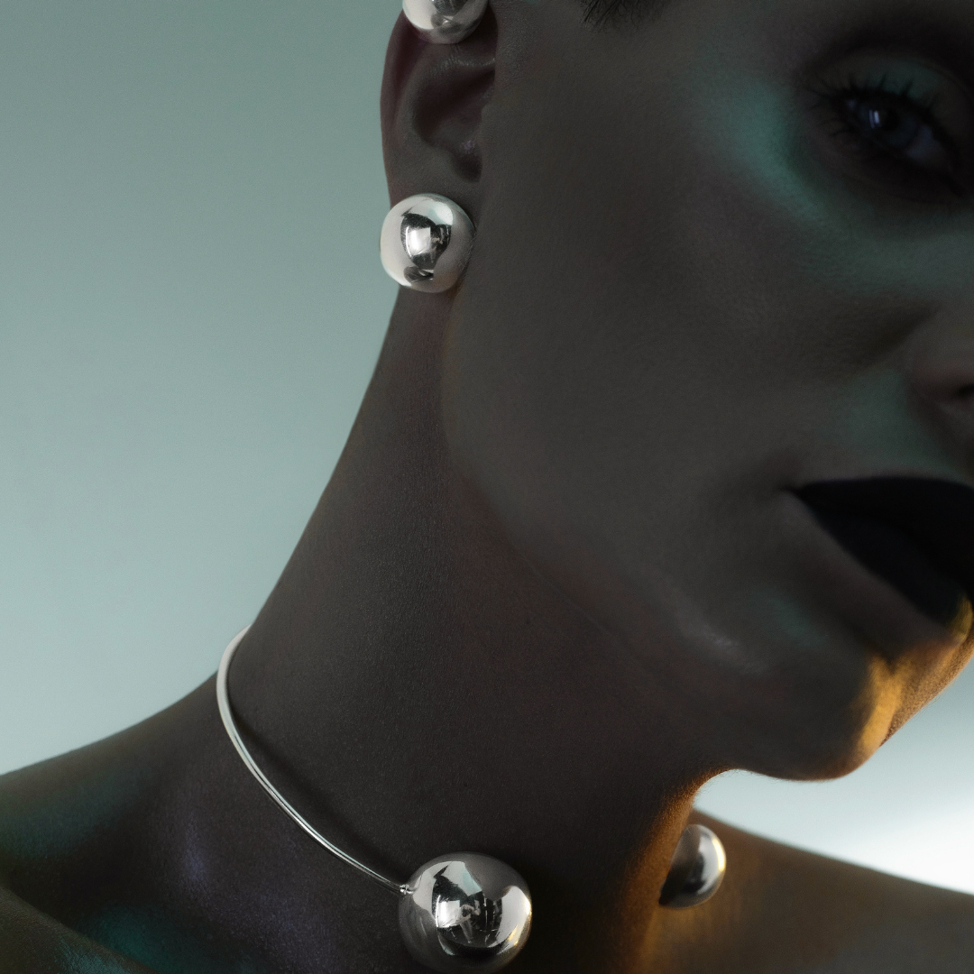 Sterling silver ball earrings set
