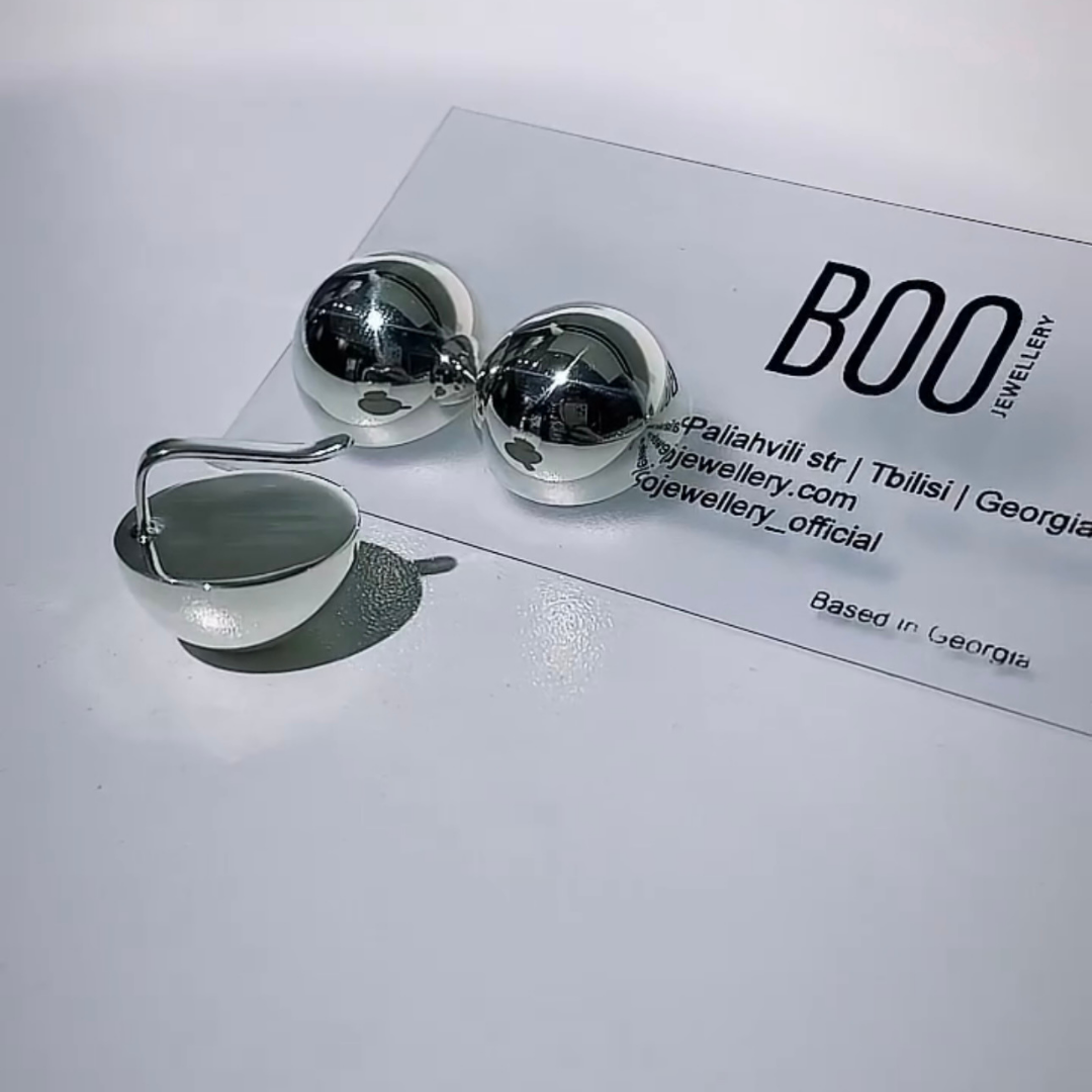 Sterling silver ball earrings set