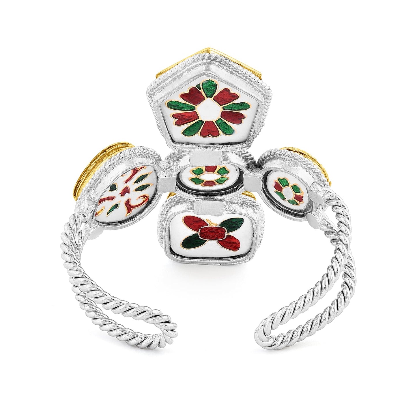 Gold & Silver Polki Vatican Handcuff