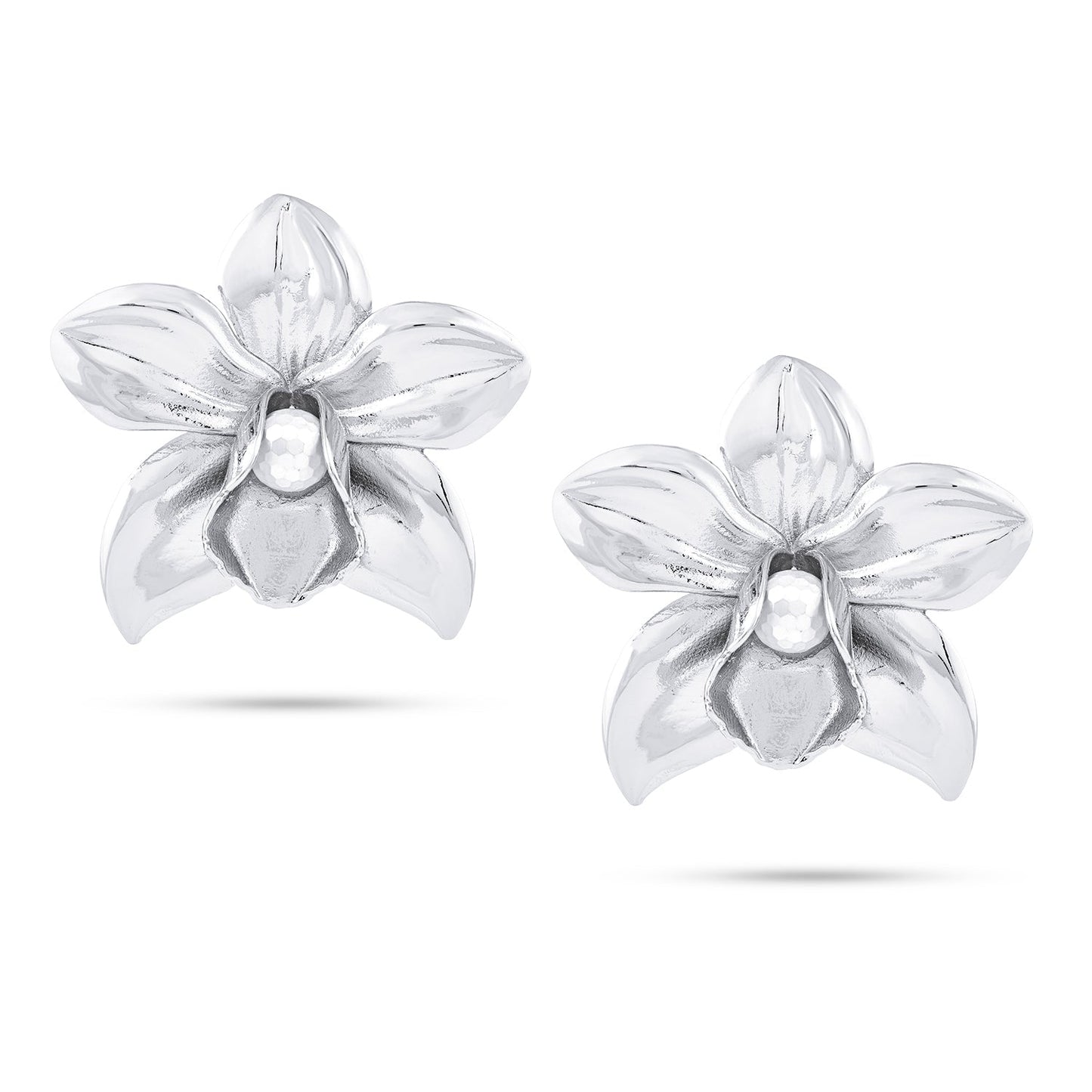 Metallic Orchid Earring (Silver)