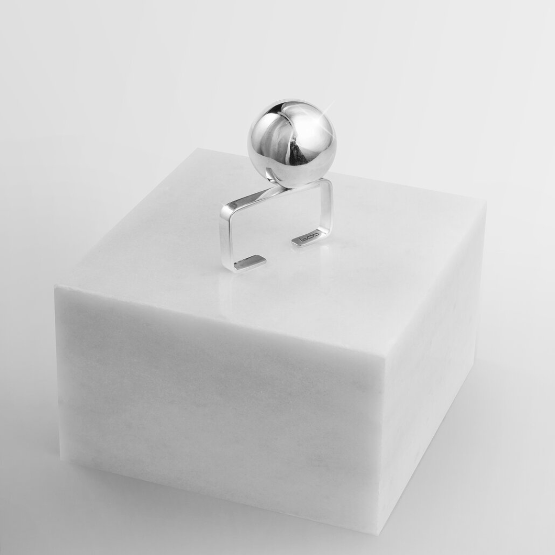 Big Ball Ring on the Two Finger in handmade 925 sterling silver with a chunky, sculptural orb design.
