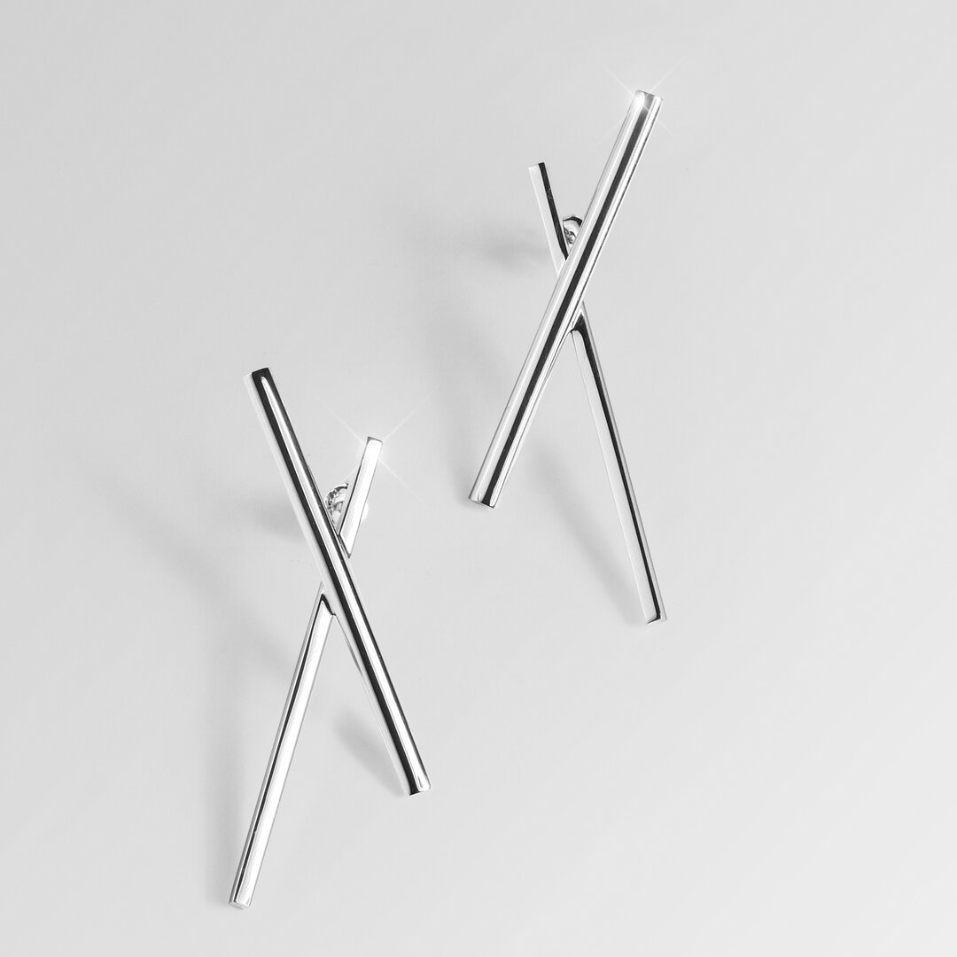 X-design earrings in sterling silver