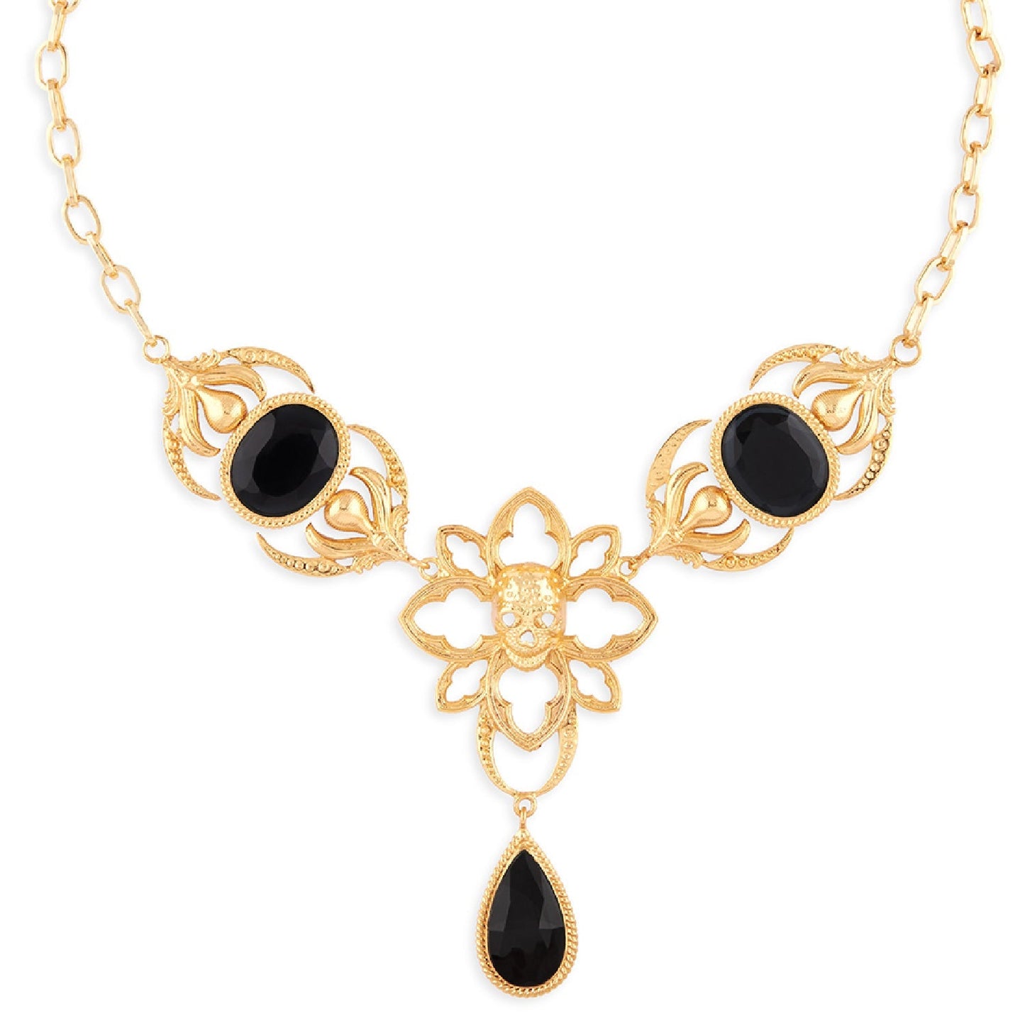 Gold Goth Skull Necklace