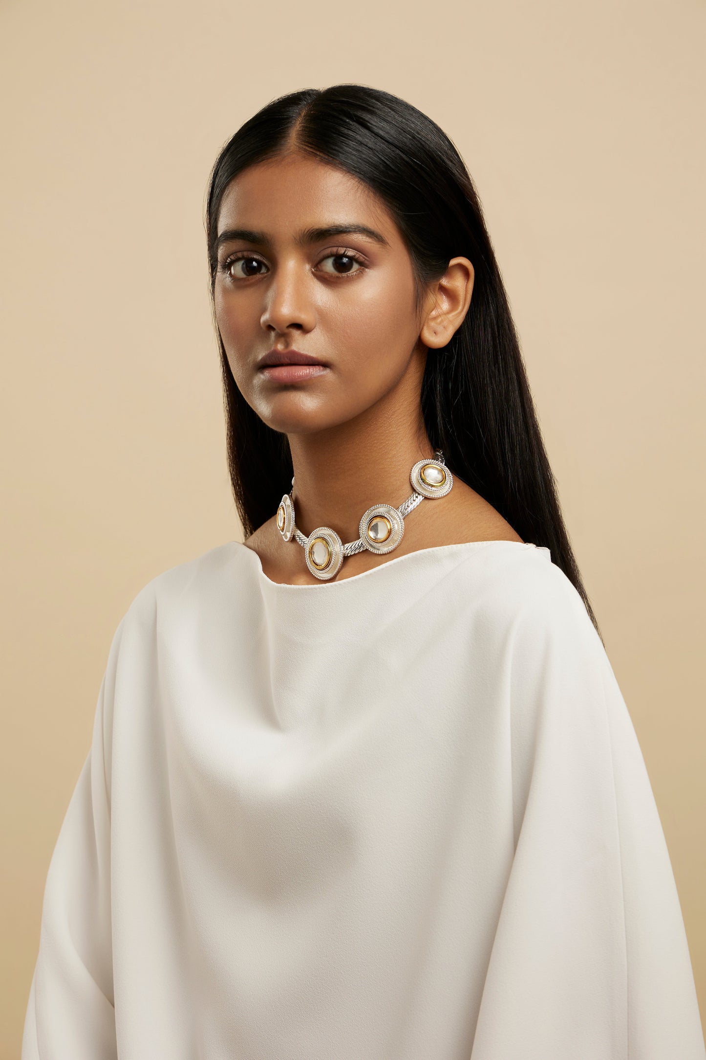 Polki Dot Necklace Silver