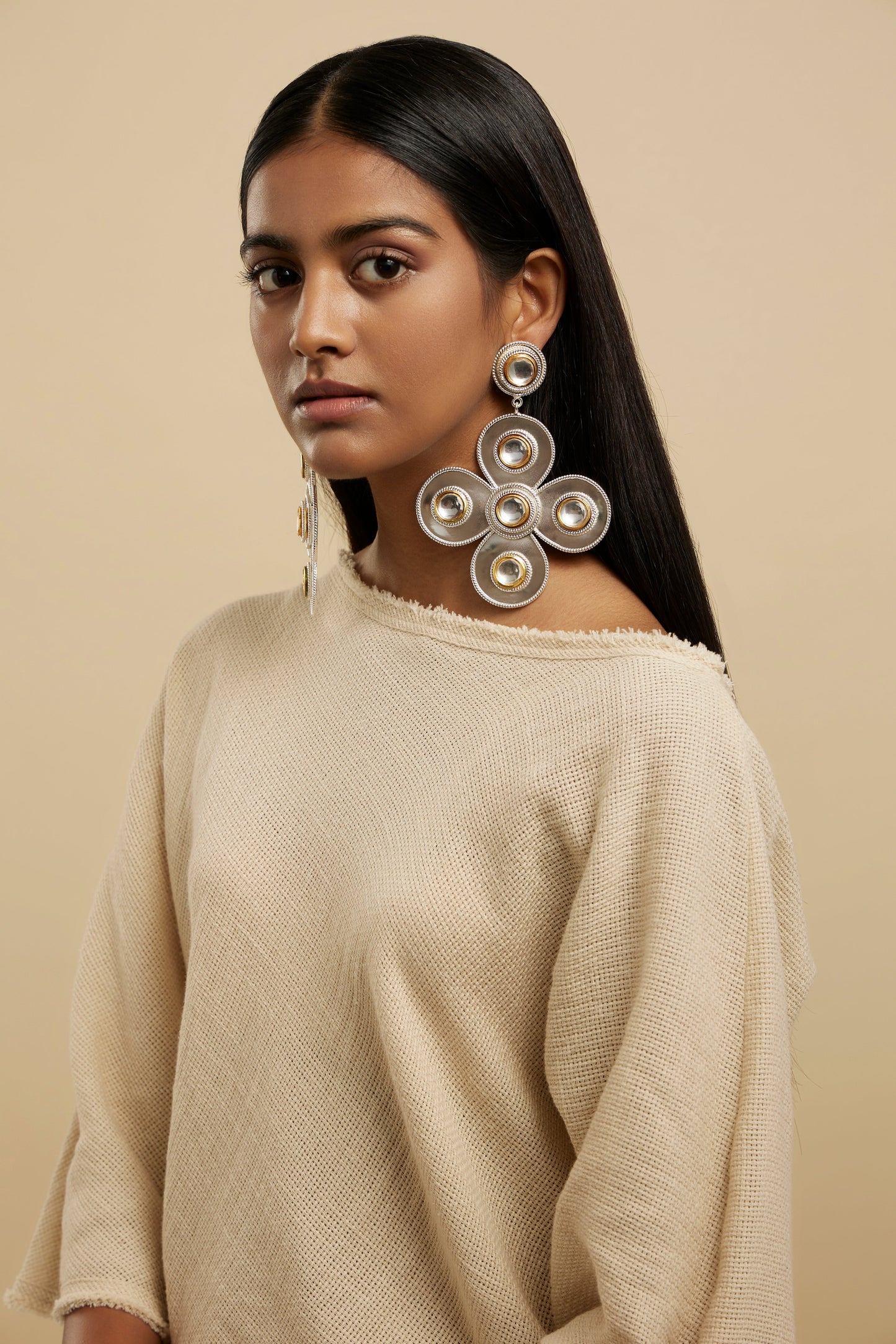 Polki Church Flower Earring