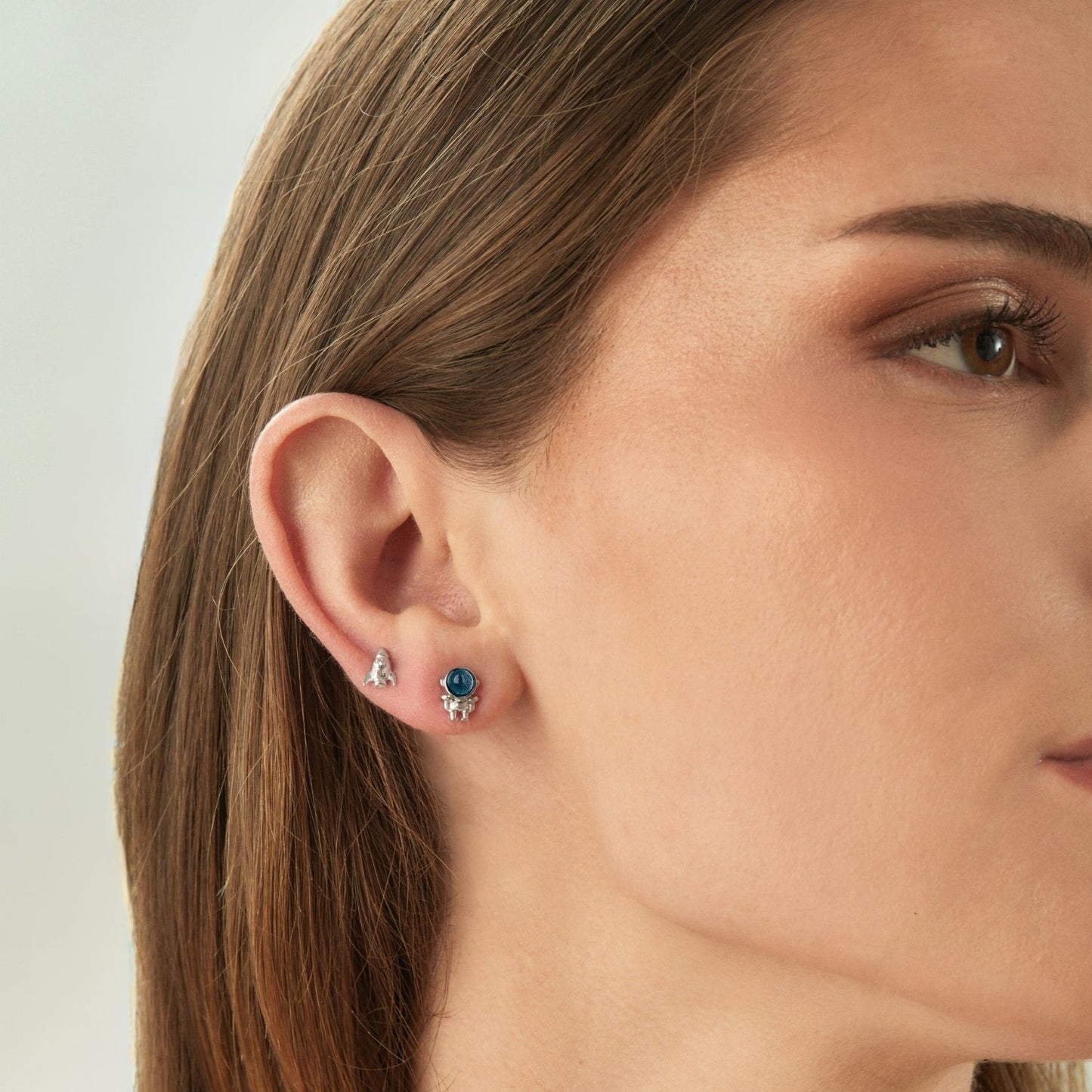 SPACE ODYSSEY ASYMMETRIC SILVER EARRINGS