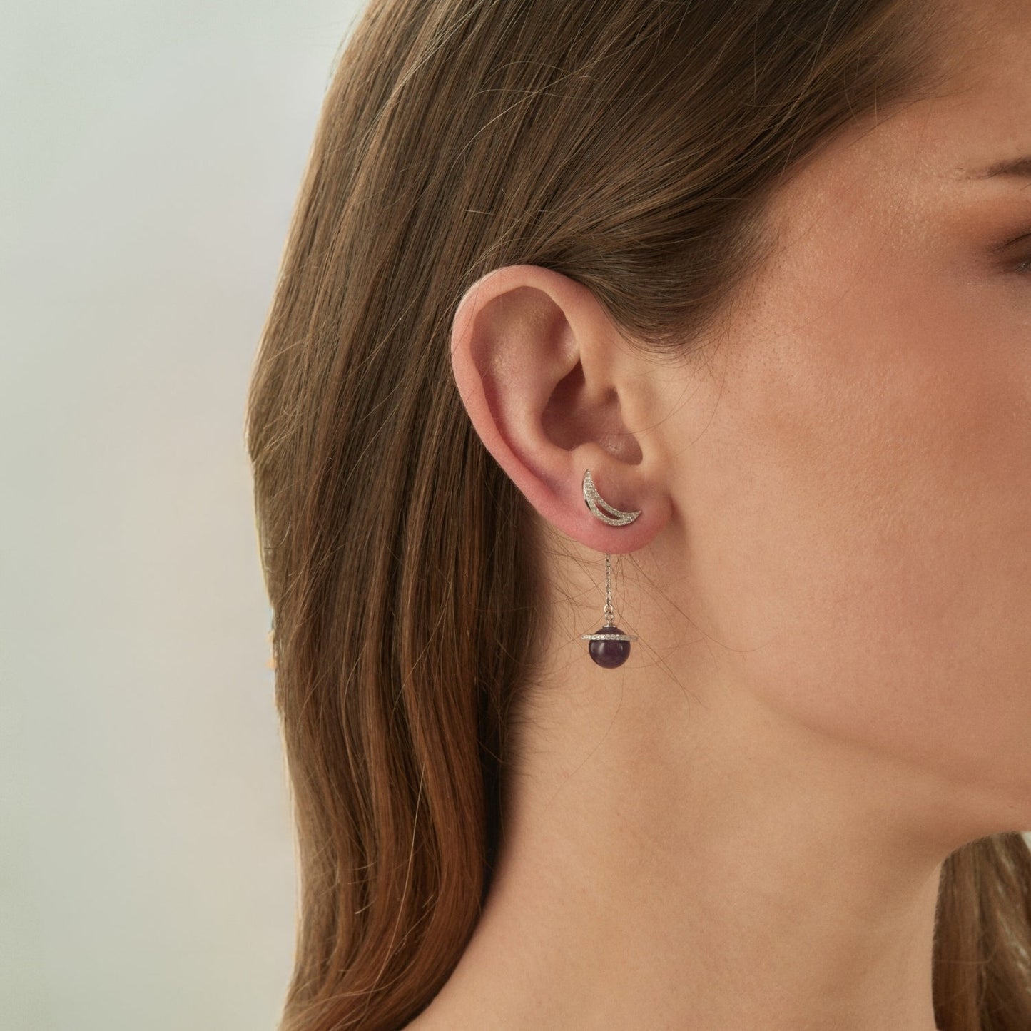 SILVER GALAXY ASYMMETRIC EARRINGS