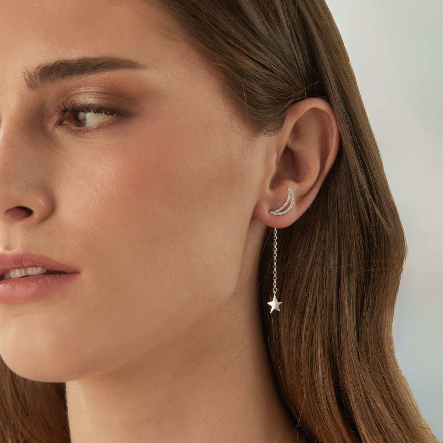 SILVER GALAXY ASYMMETRIC EARRINGS