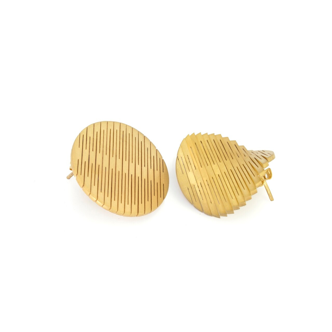 Gold plated brass large circular hoop earrings, bold geometric imitation jewelry design