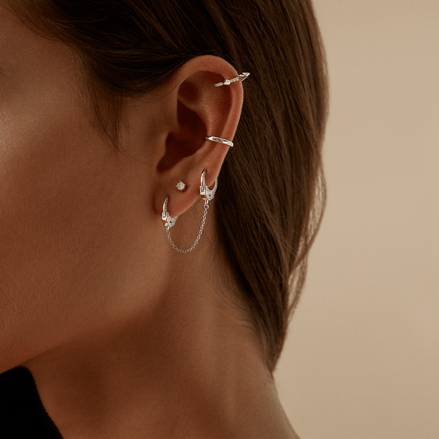 ESPOSAS NIGHT VENTURE SILVER SINGLE EARRING