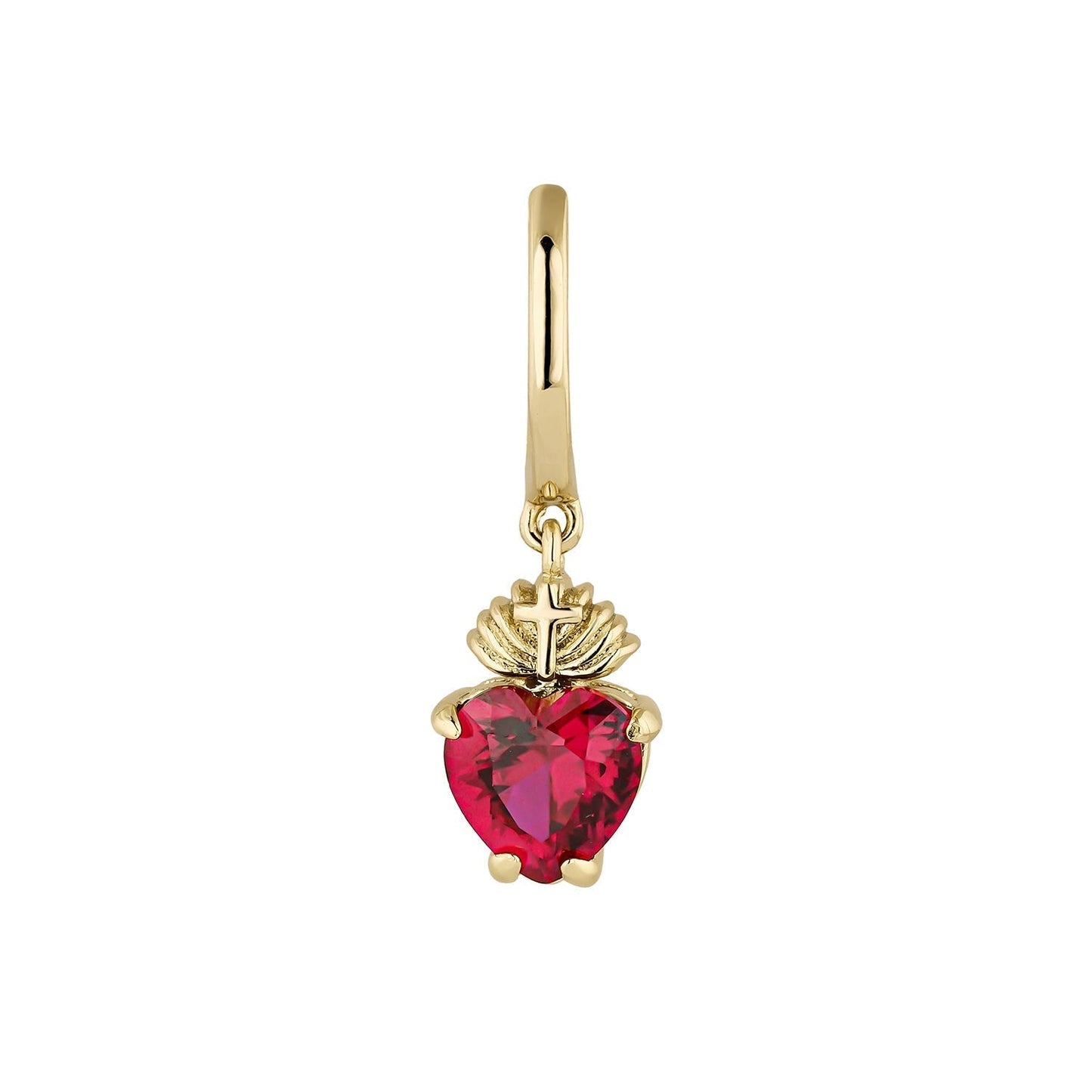 RUBY HEART SINGLE EARRING