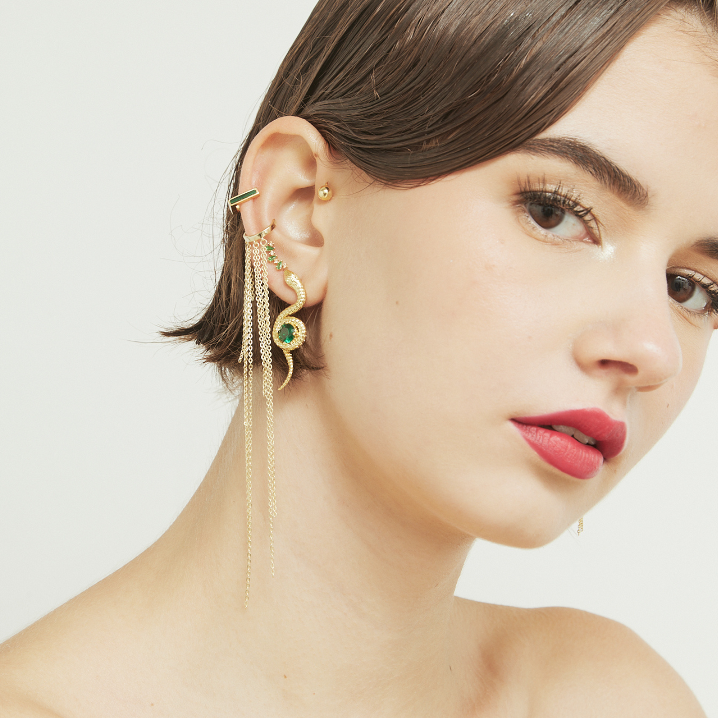 CEILAN YELLOW GOLD SINGLE EARRING