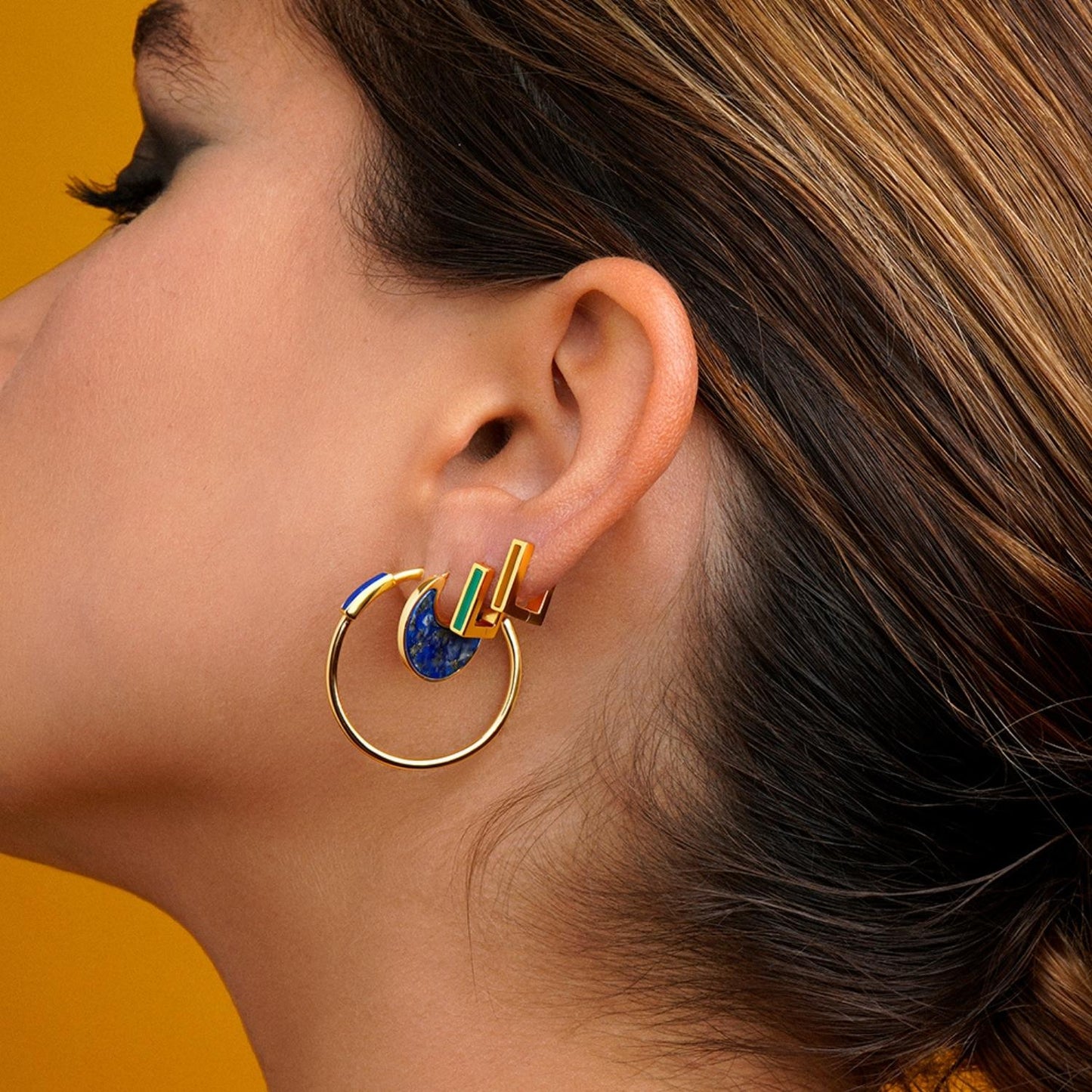CEILAN YELLOW GOLD SINGLE EARRING