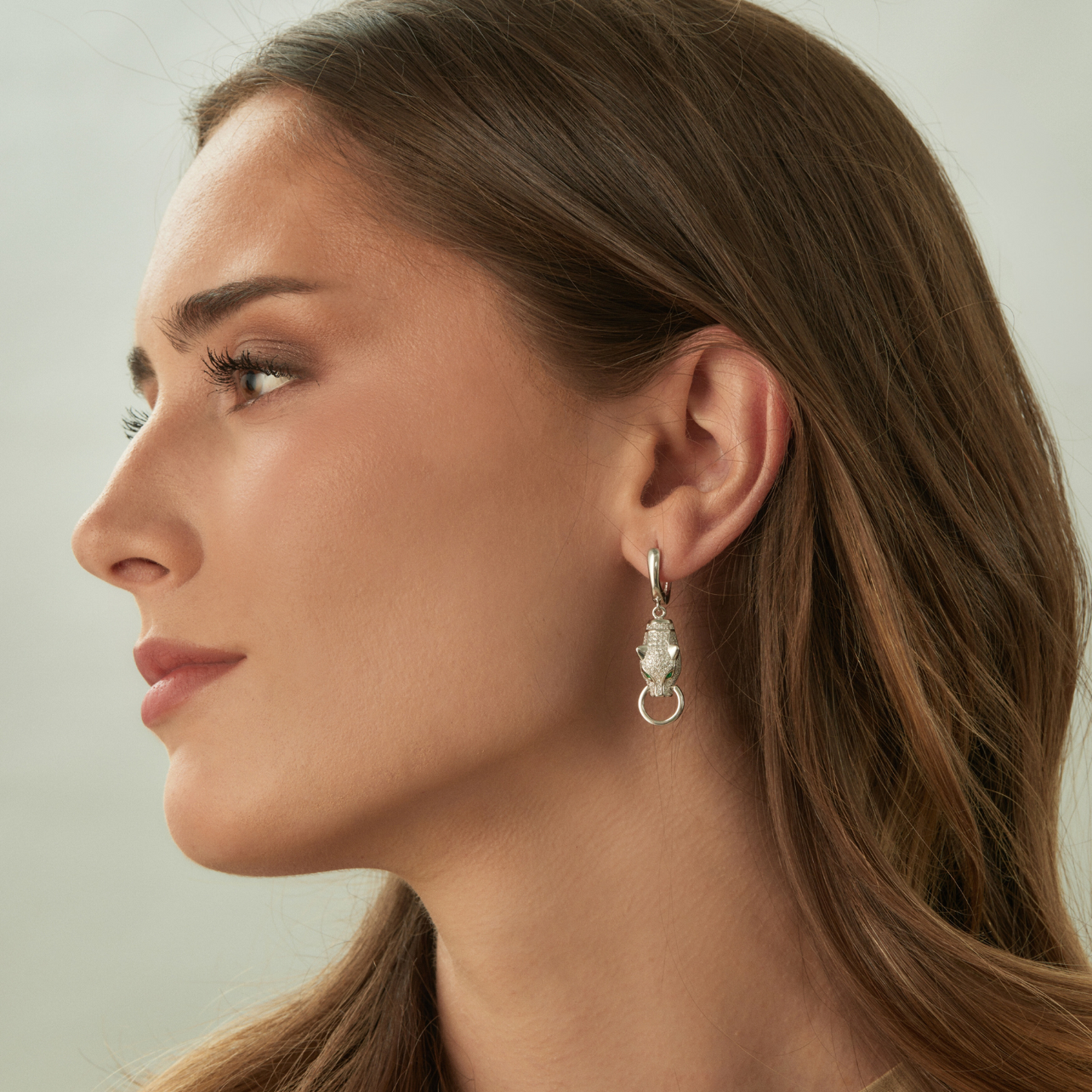 THE PANTHER SILVER HOOP PIERCING EARRING