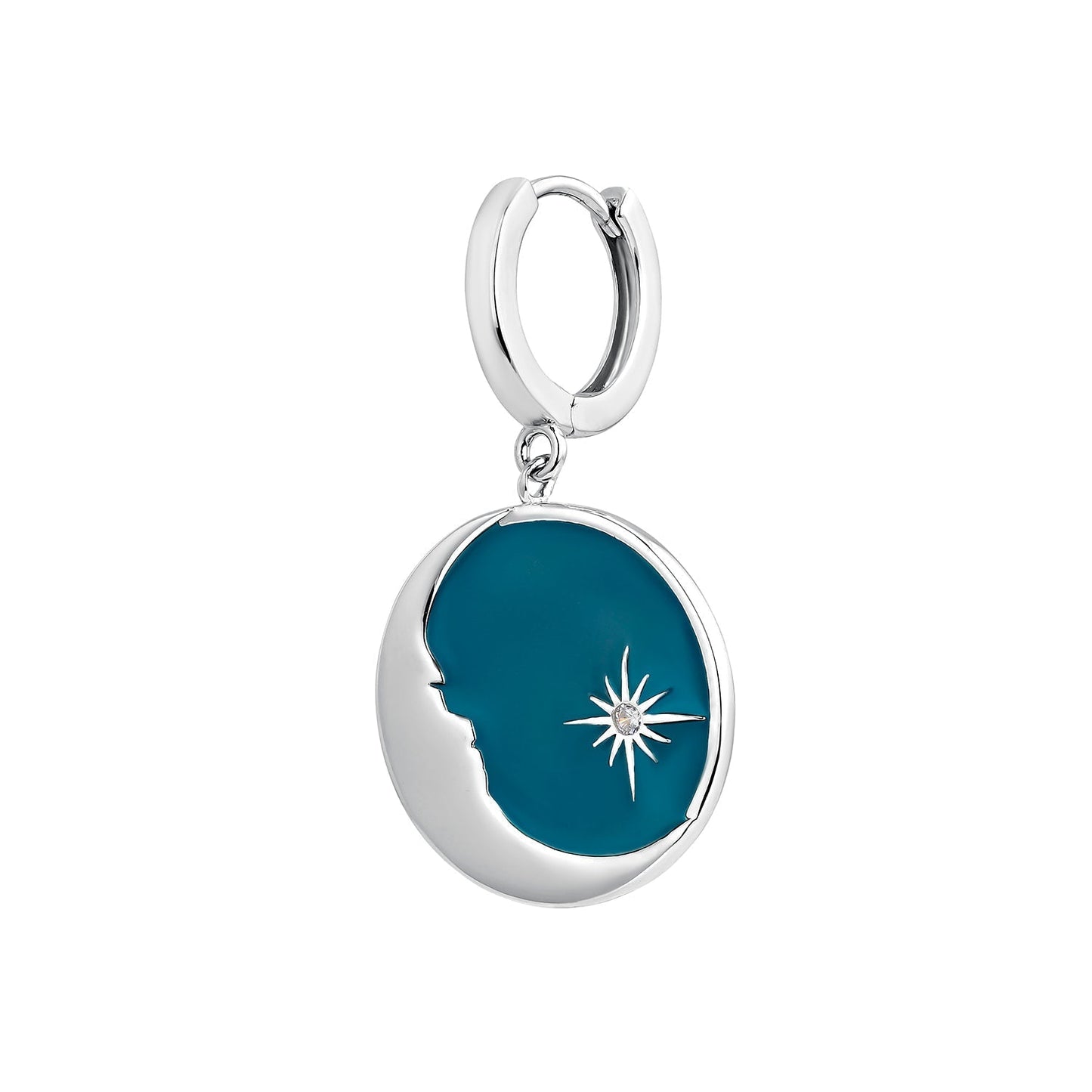 BLUE-MOON SILVER HOOP PIERCING EARRING