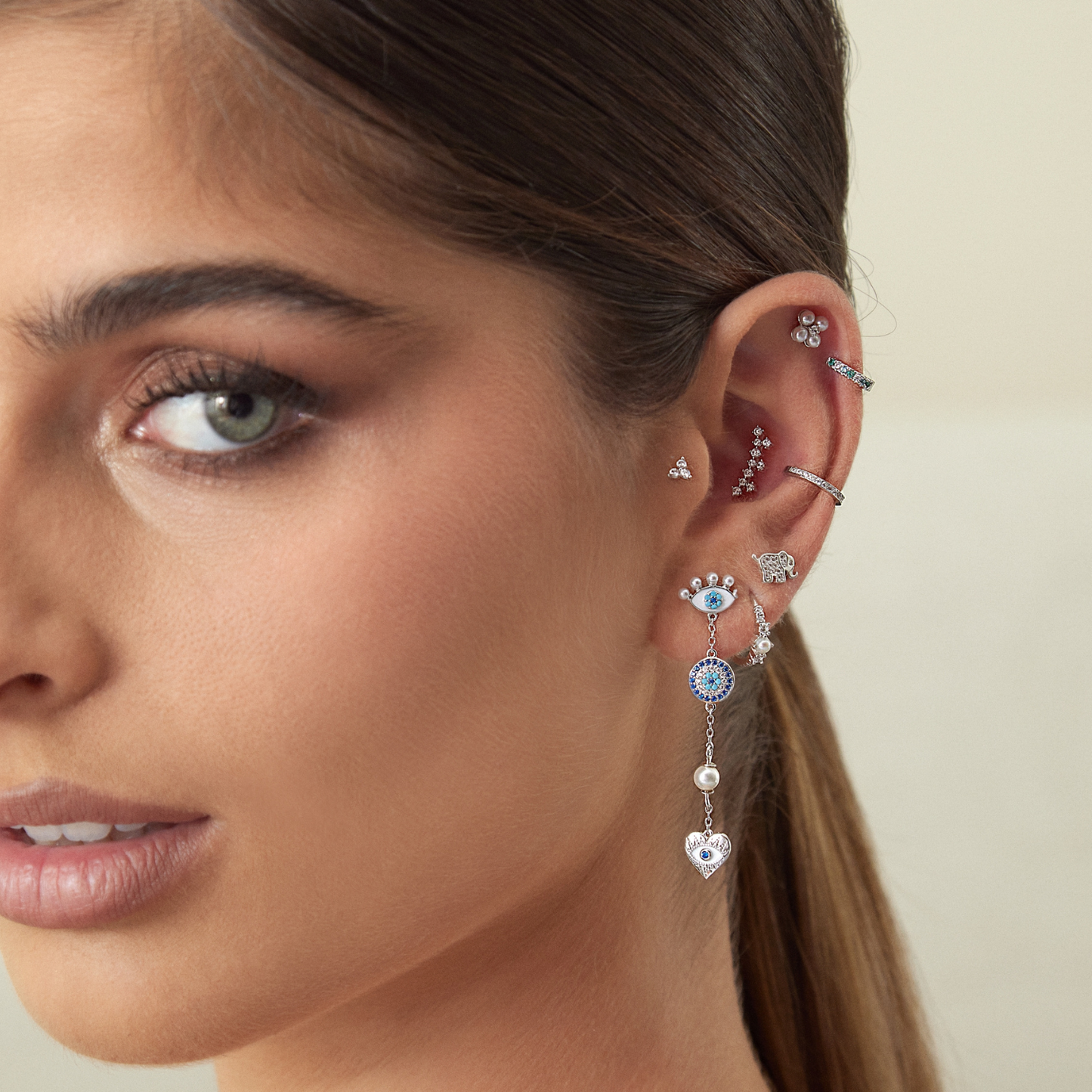 COSMIC-PROTECTION SILVER PIERCING EARRING