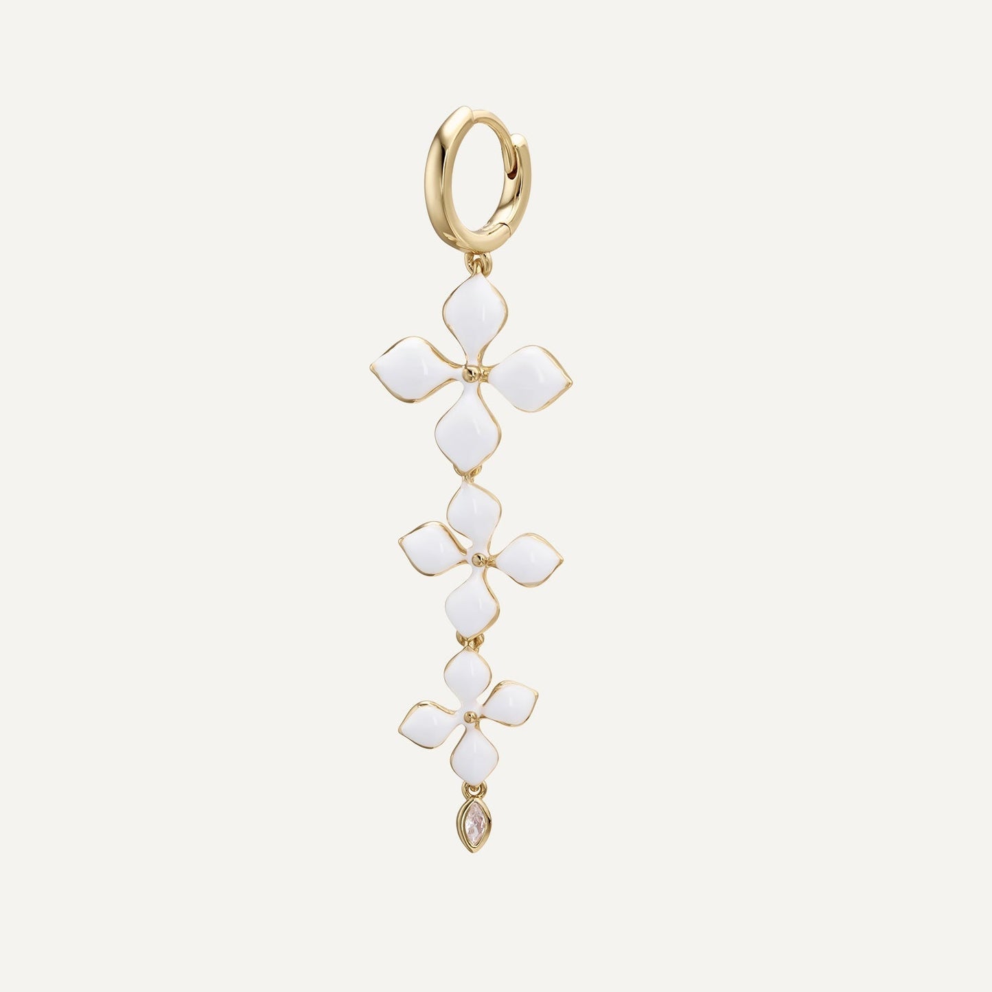 WHITE LOTUS HOOP PIERCING EARRING