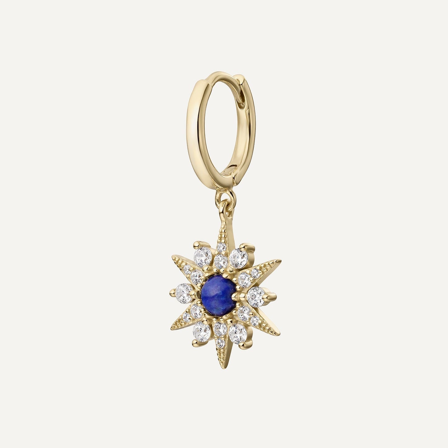 LAPIS LAZULI STAR HOOP PIERCING EARRING