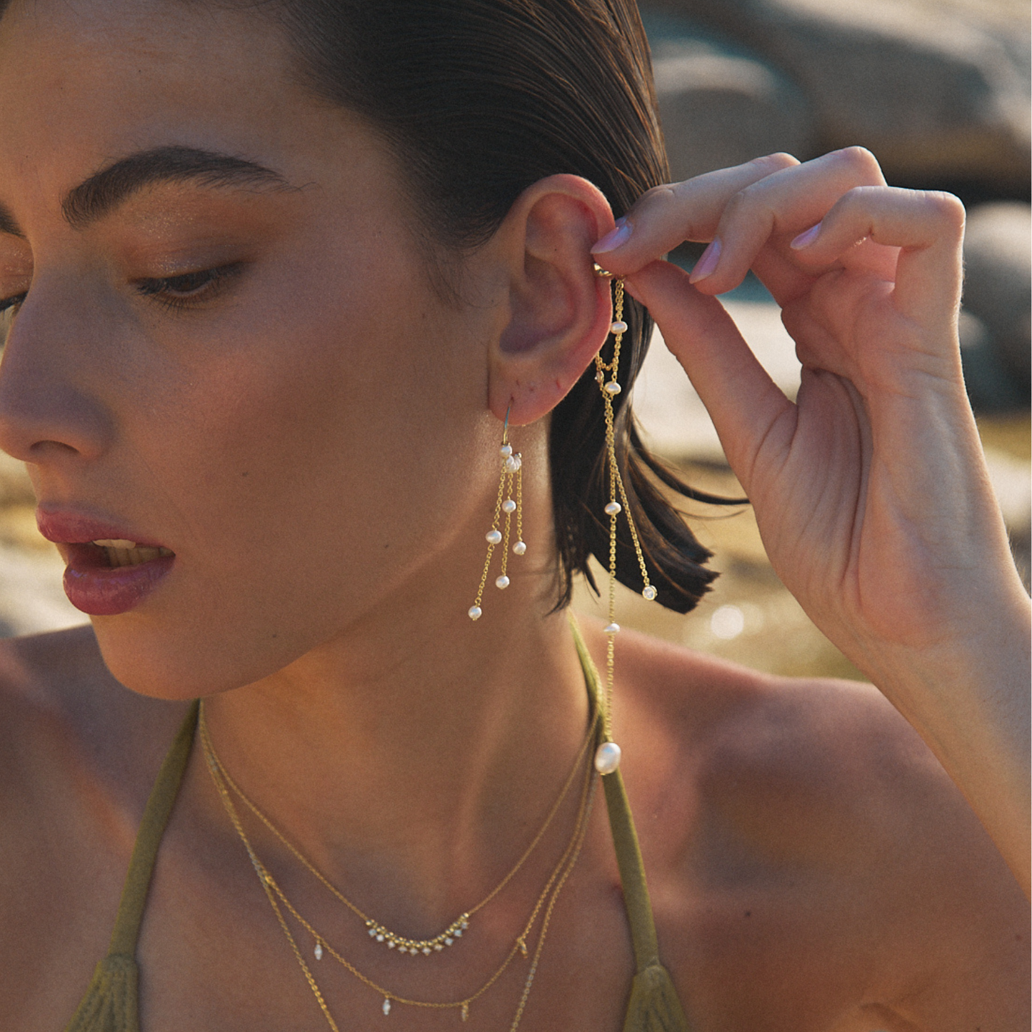 EAR CUFF PEARL-CASCADE