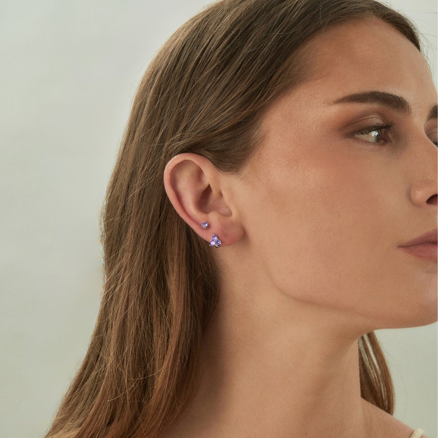 LUZ AMETHYST SILVER SINGLE EARRING