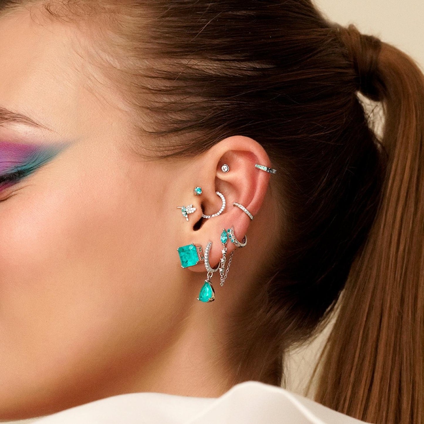 MARQUISE SILVER SINGLE EARRING