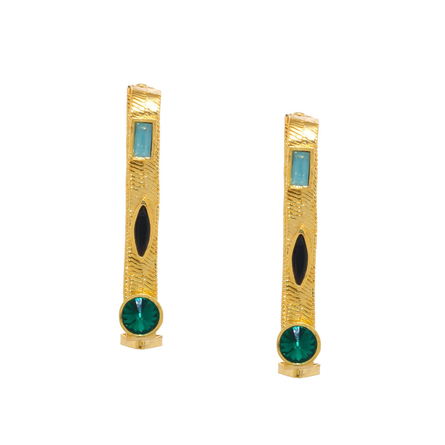 Jewelled Rectange Hoop Earrings