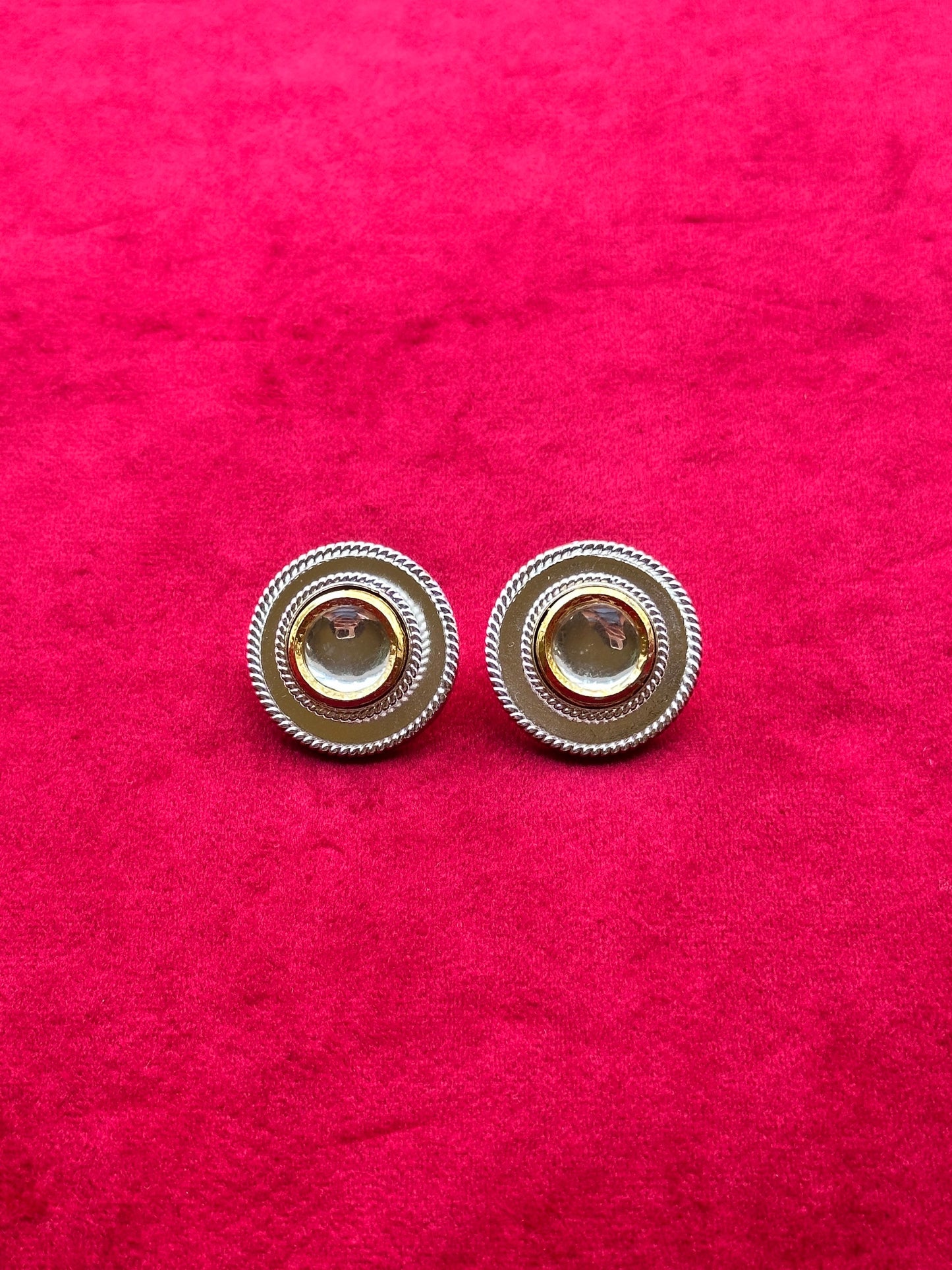 Polki Single Dot Stud Silver