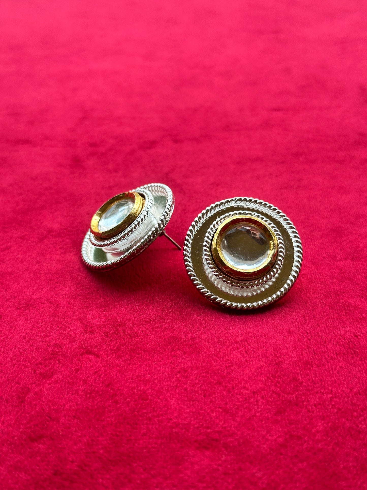Polki Single Dot Stud Silver
