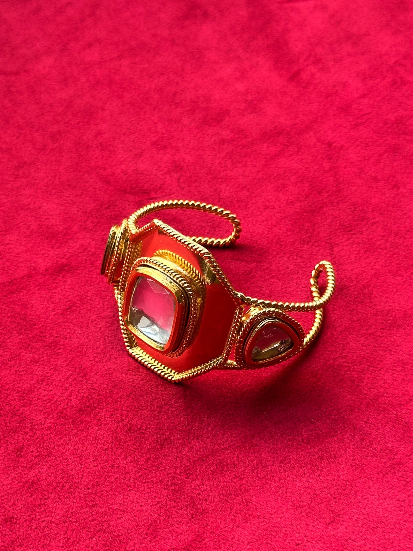 Polki Hexagon Handcuff Gold
