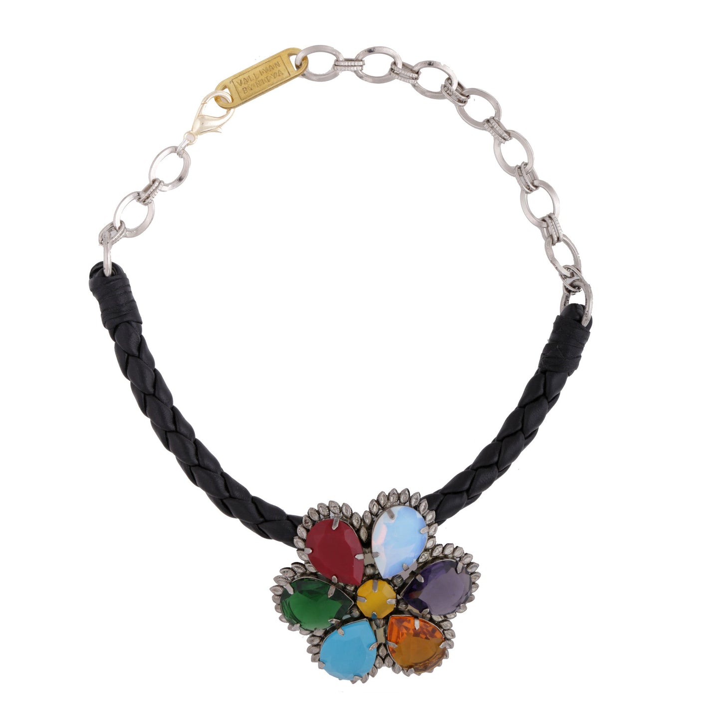 LEATHER BRAID COLLAR FLOWER