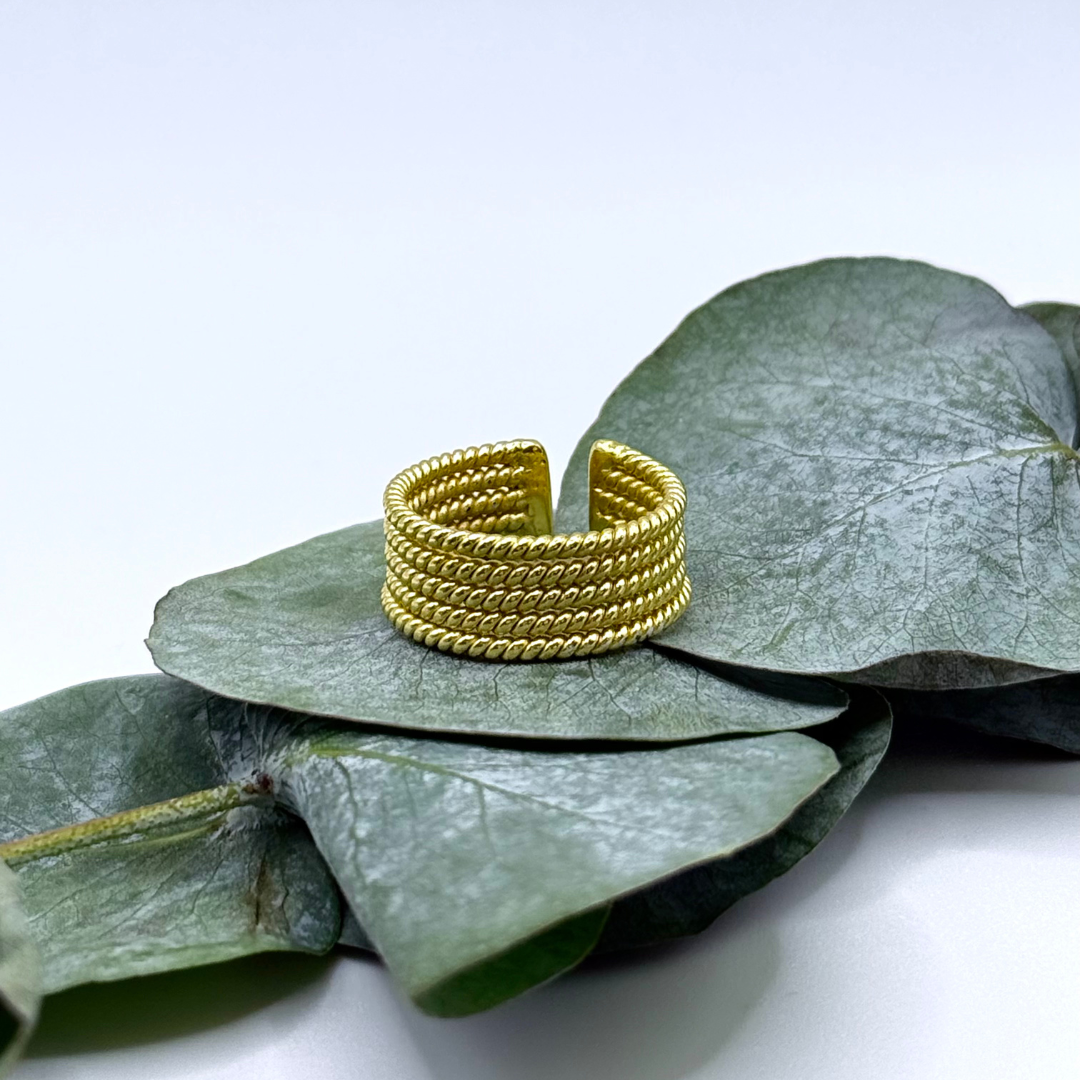 Gold-plated Looped Ring with layered coil design