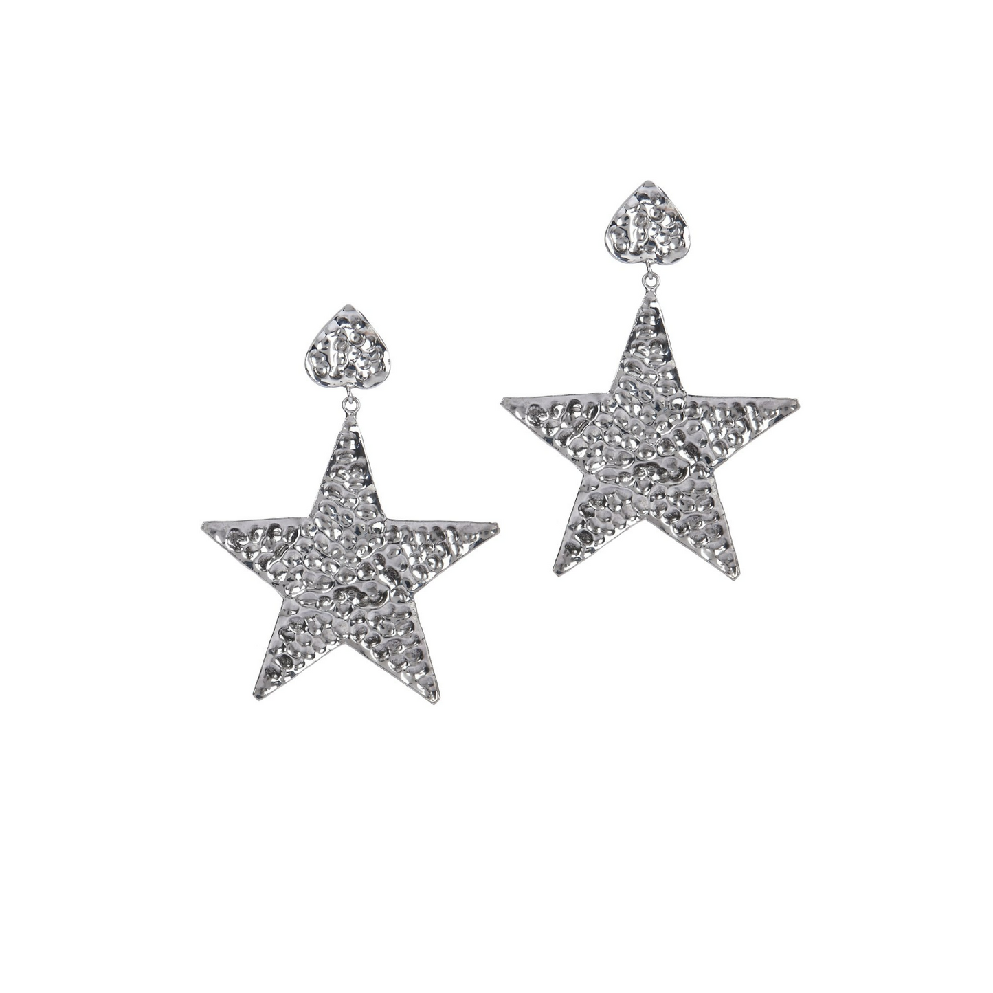 Beaten Star Earrings (Silver)