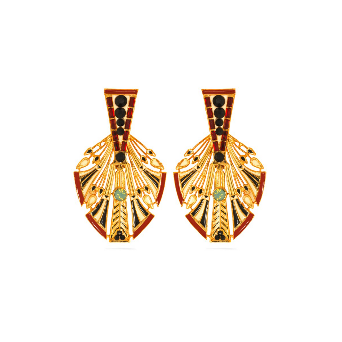 Red Egyptian Feather Earrings