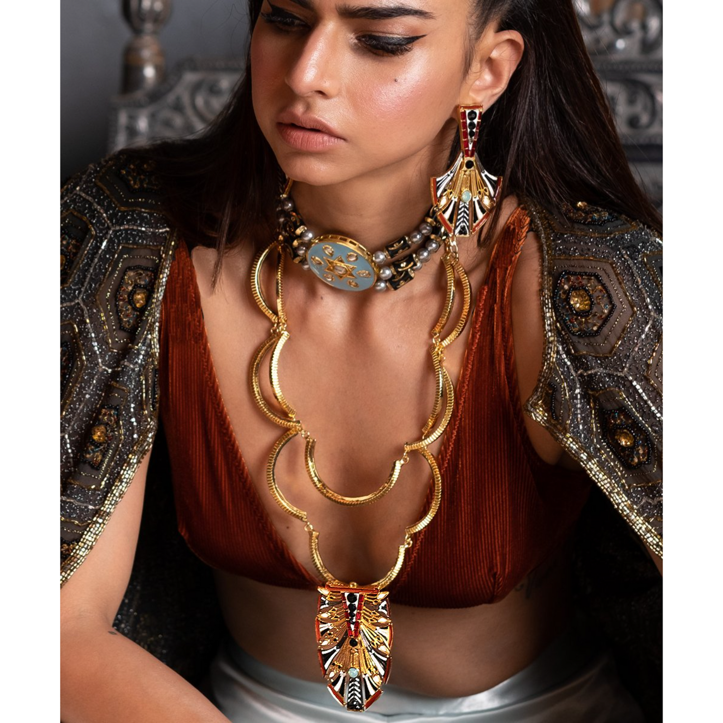 Red Egyptian Feather Earrings