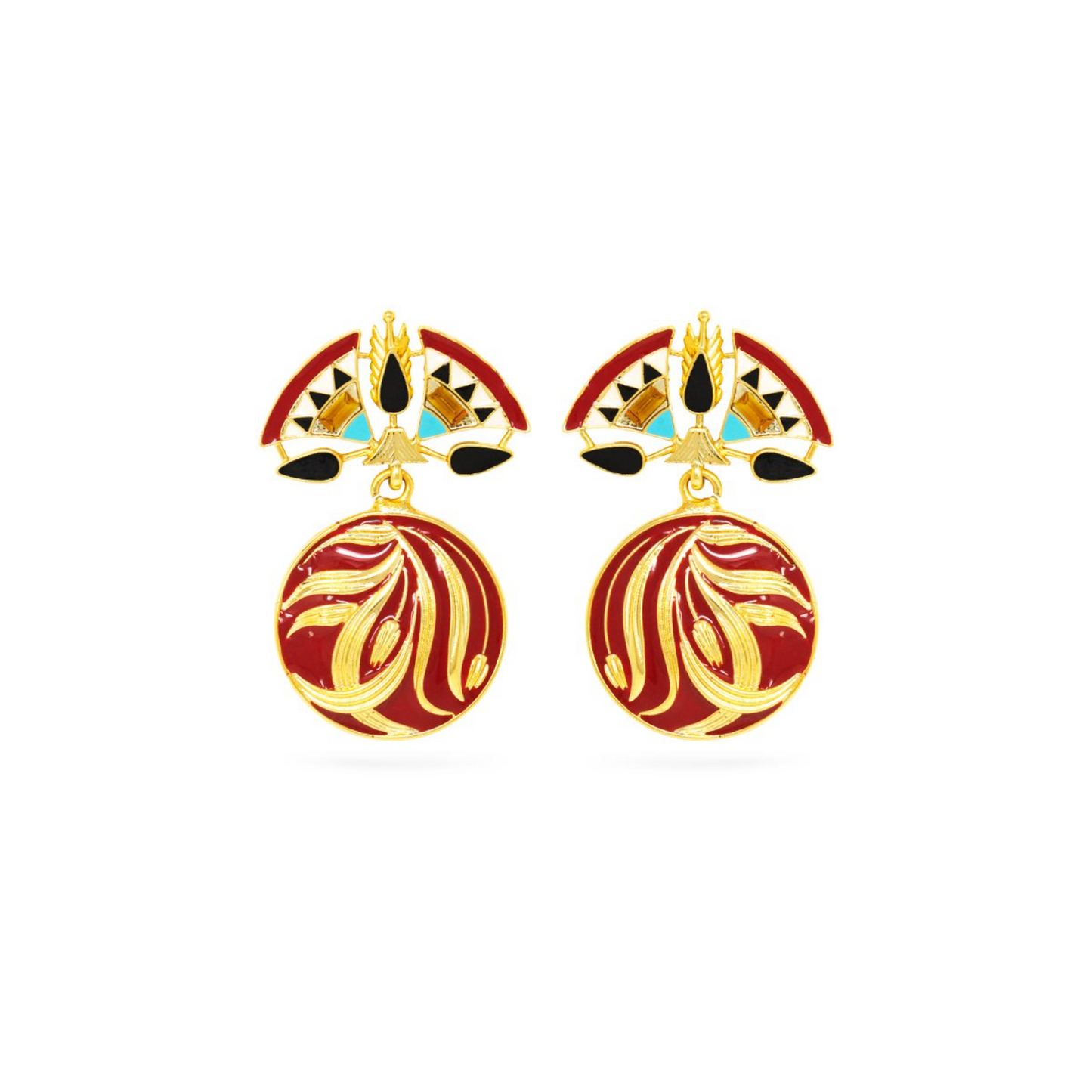 Red Round Drops Allure Earrings