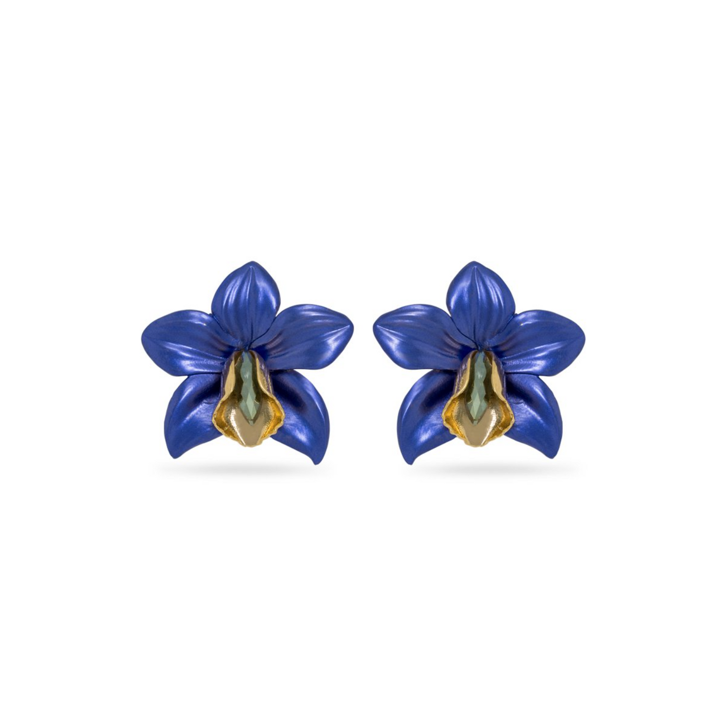 Royal Blue Metallic Orchid Earrings
