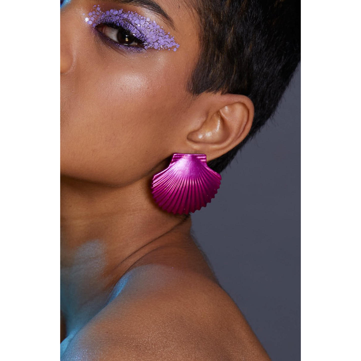 Pink Metallic Shell Earrings (Dark)