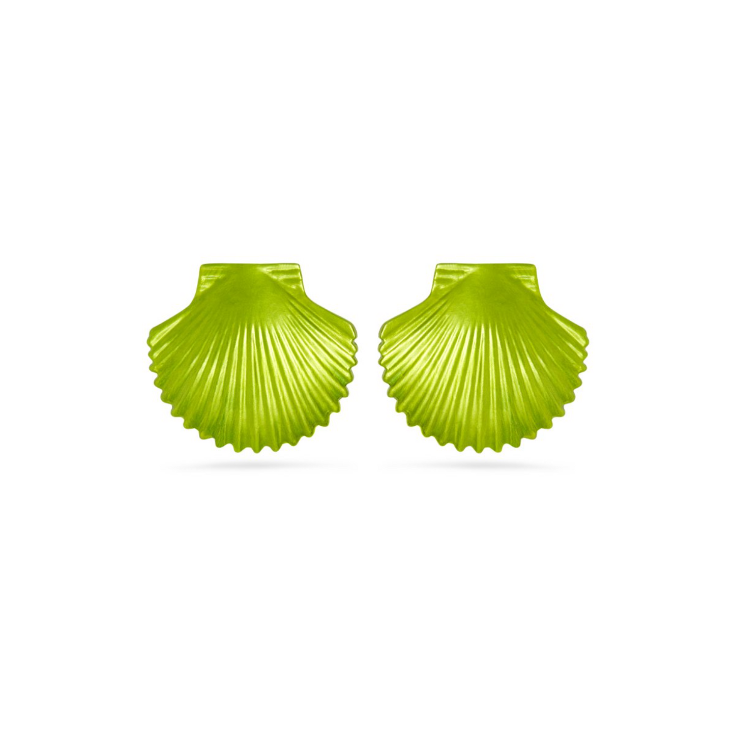 Lime Green Metallic Shell Earrings