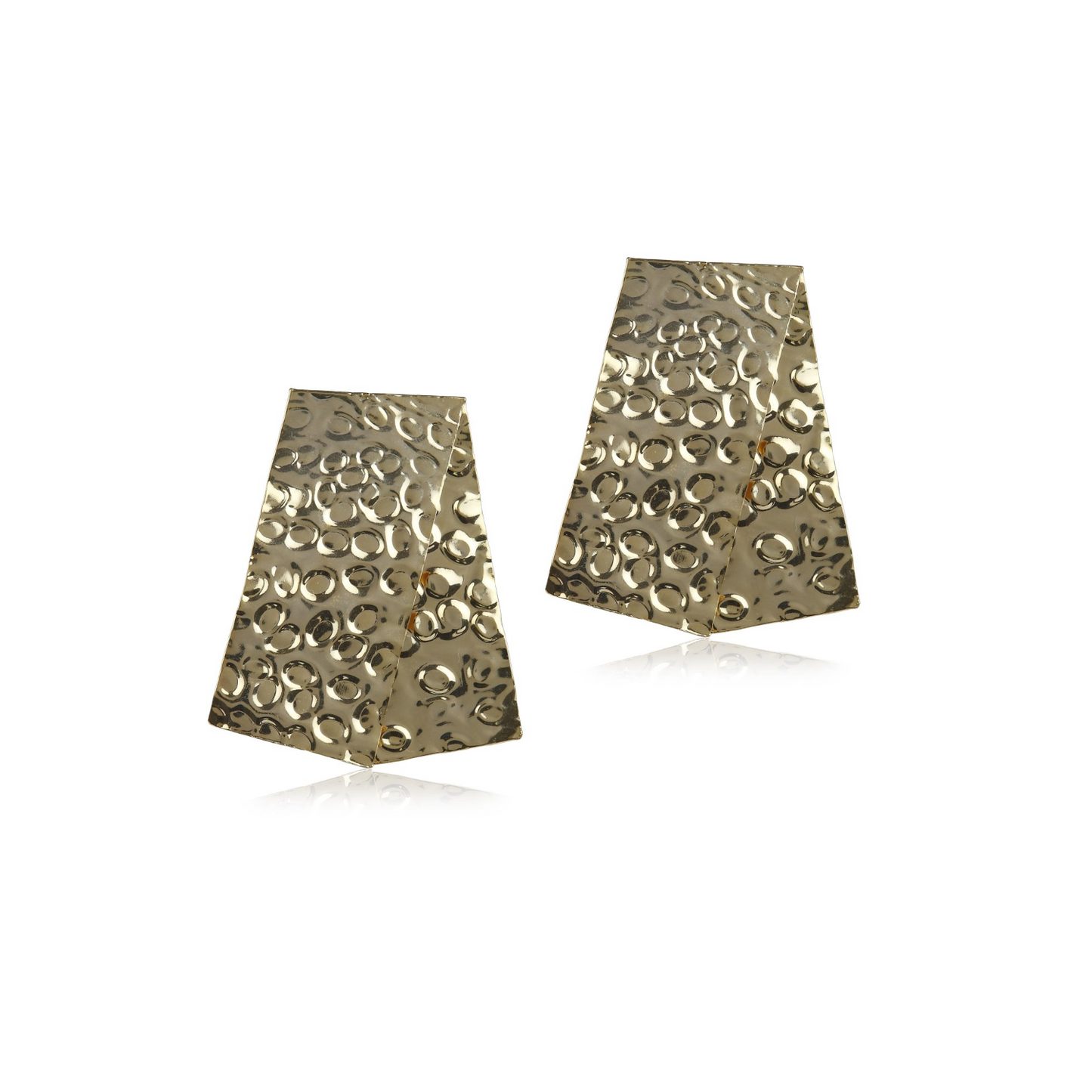 Beaten Rectangle Earrings (Gold)