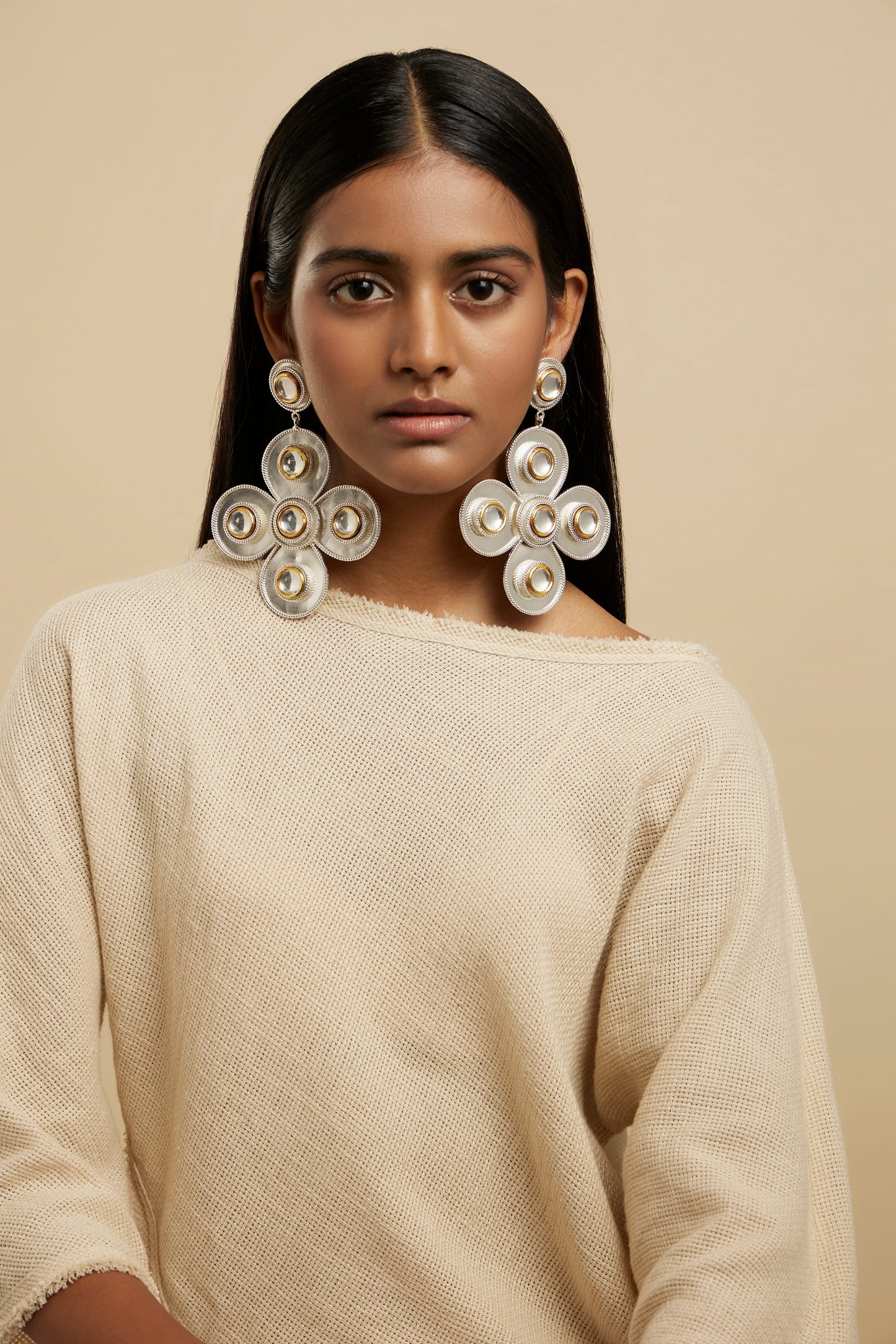 Polki Church Flower Earring