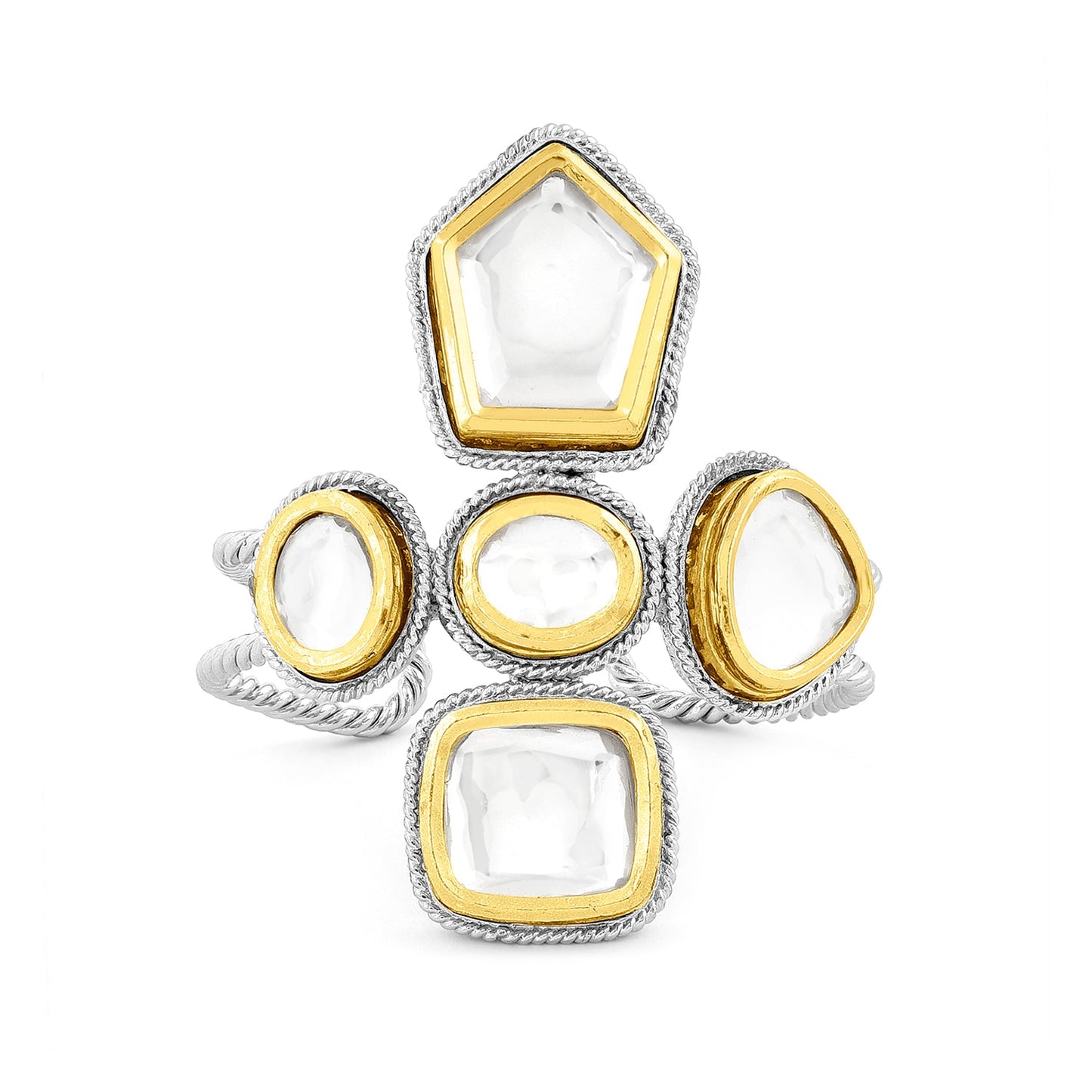 Gold & Silver Polki Vatican Handcuff