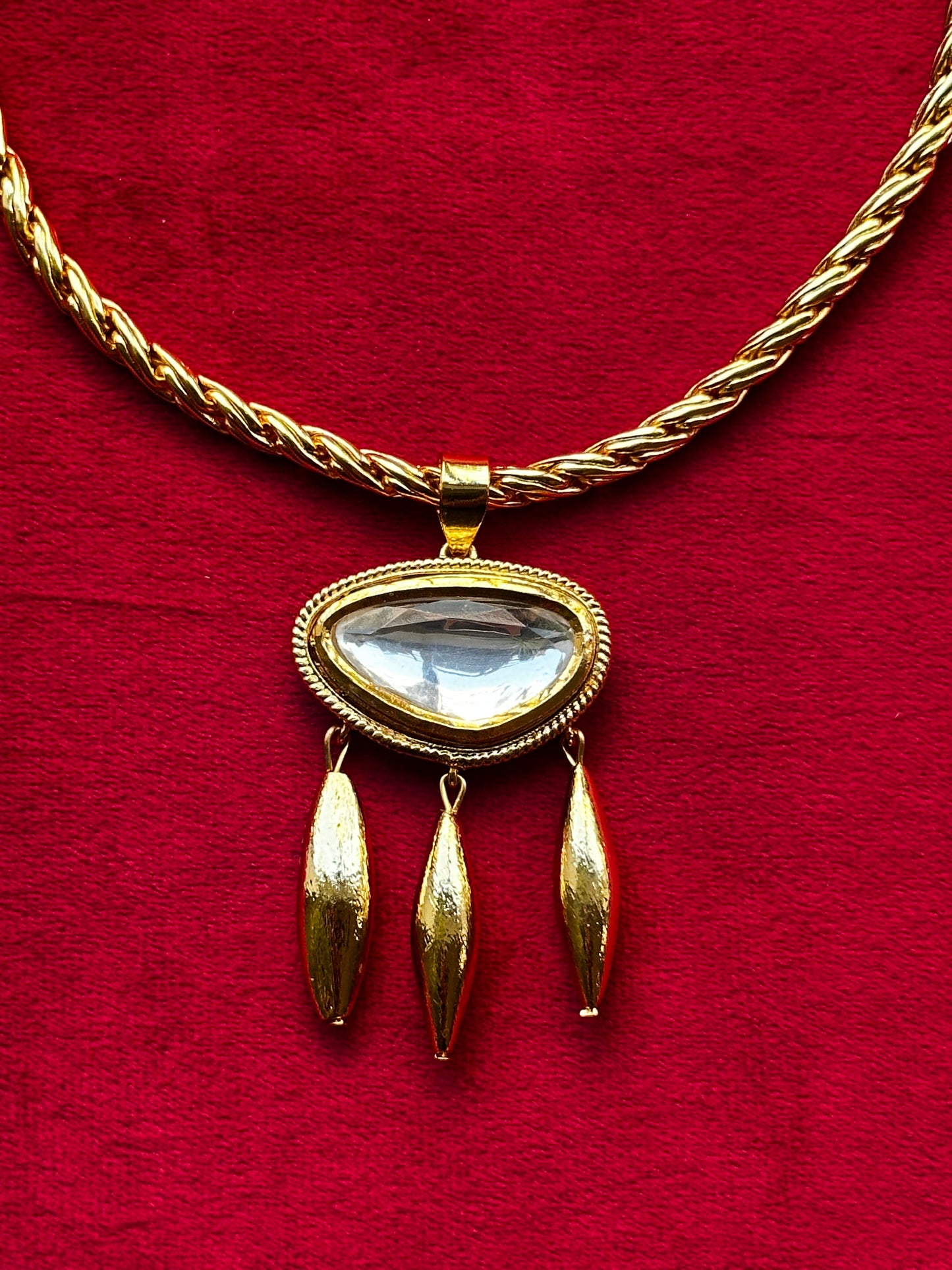 Polki Triangular Drop Necklace