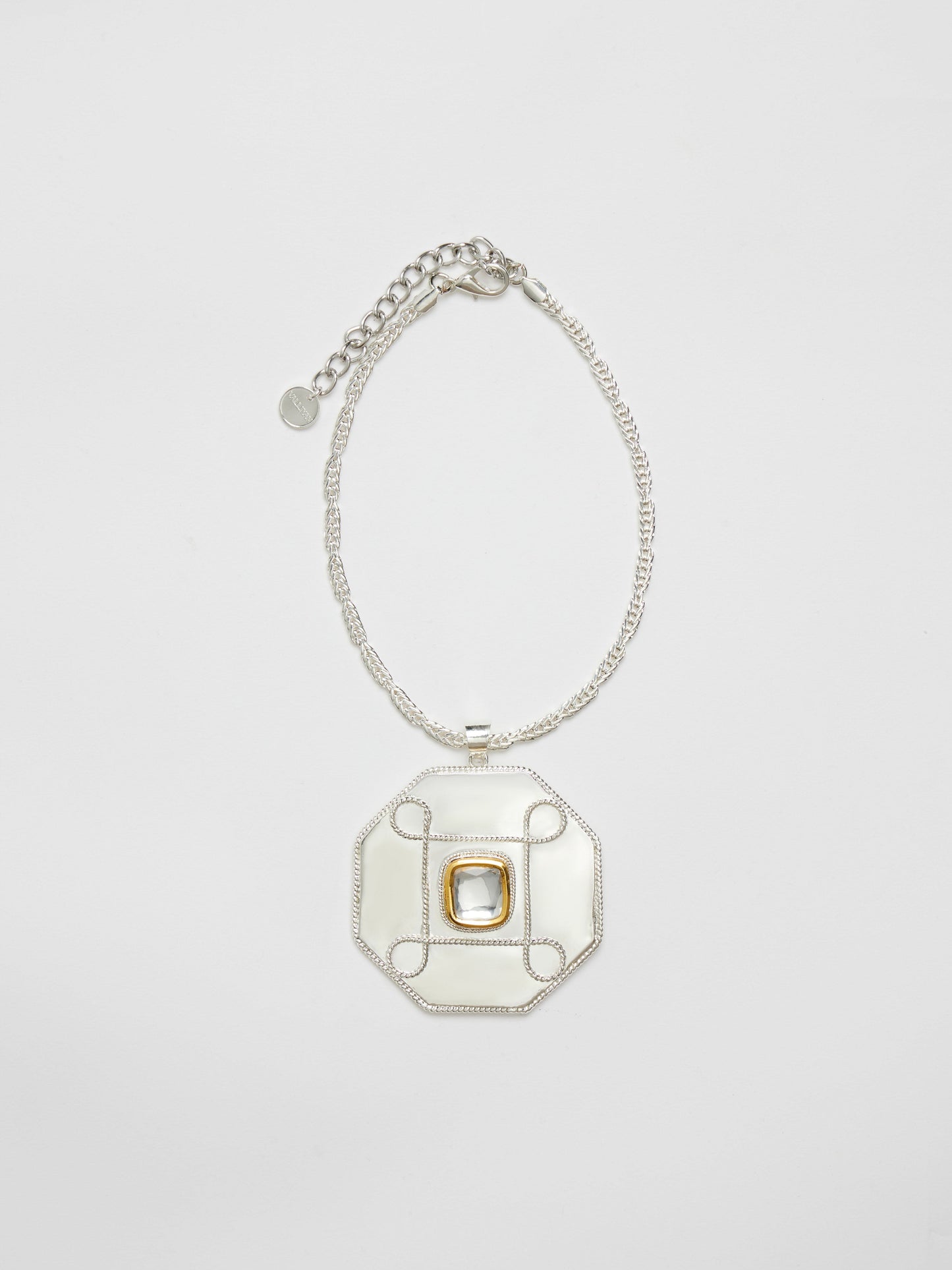 Polki Hexagon Medallion Necklace