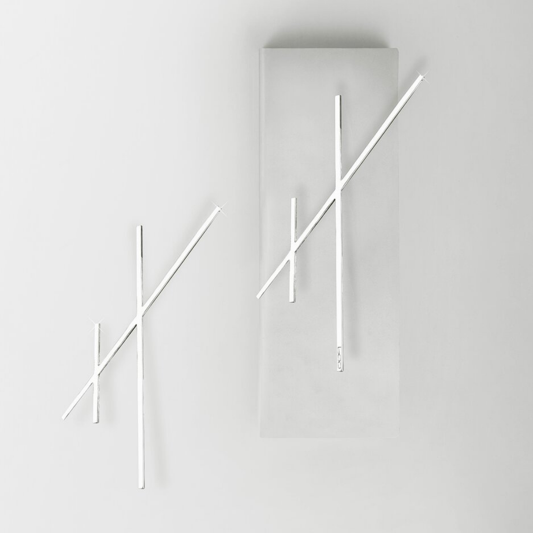 Earrings (Pairs) in handmade 925 sterling silver featuring long vertical linear design.
