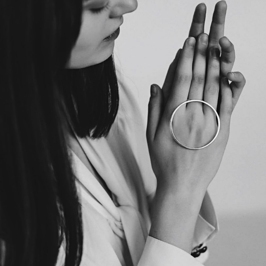 Circle Ring in handmade 925 sterling silver with a bold, sculptural circular design.
