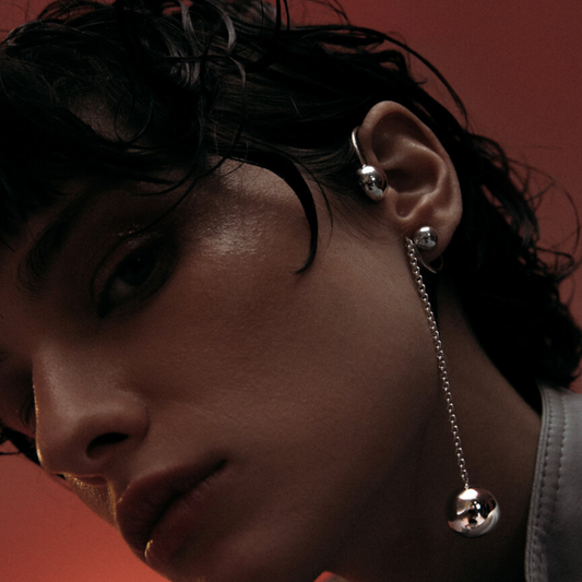 Chain mono earring in 925 sterling silver

