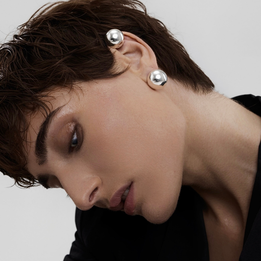 Sterling silver ball earrings set