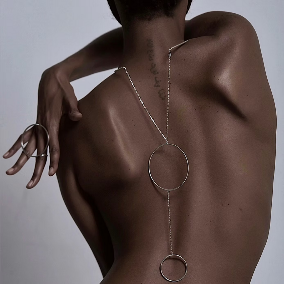 925 silver necklace with three interlinked hoops