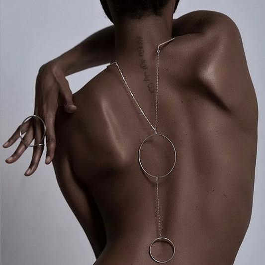 925 silver necklace with three interlinked hoops
