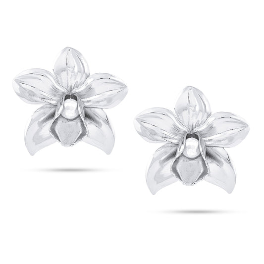 Metallic Orchid Earring (Silver)
